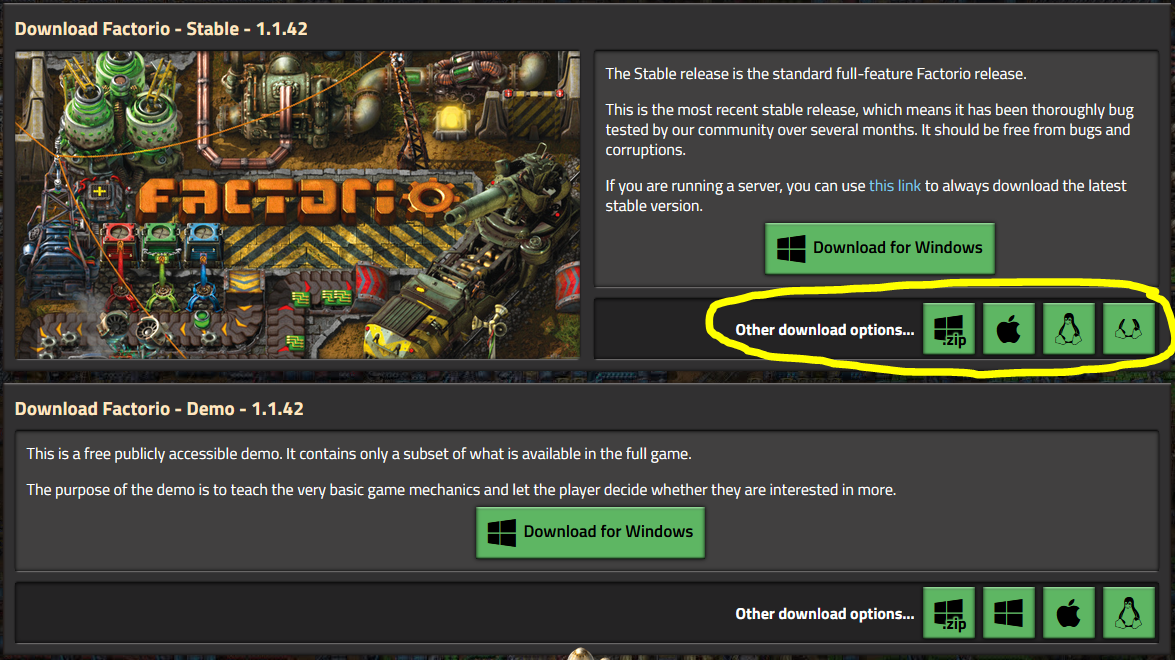 Factorio Download Options